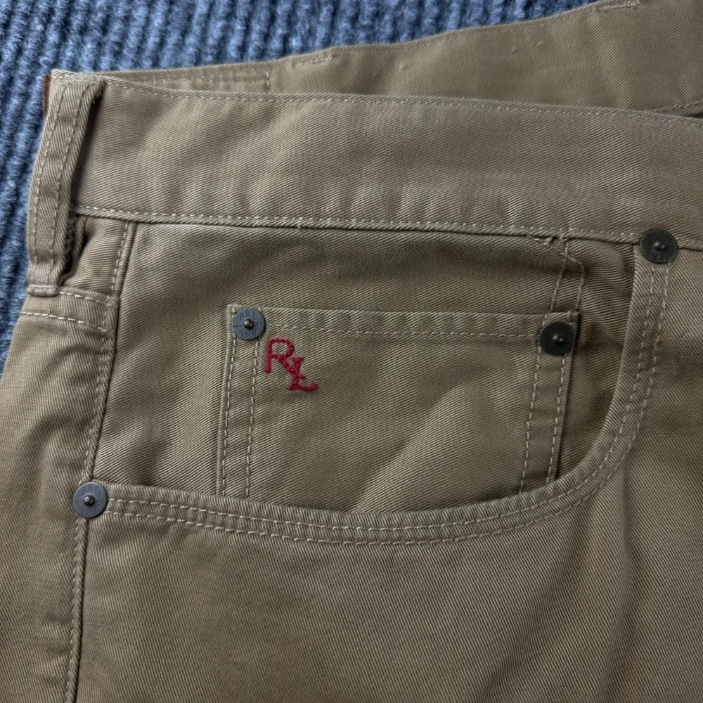 Polo Ralph Lauren Mens Big Tall Tan Khaki Cotton Twill Straight Leg Pants 44x30